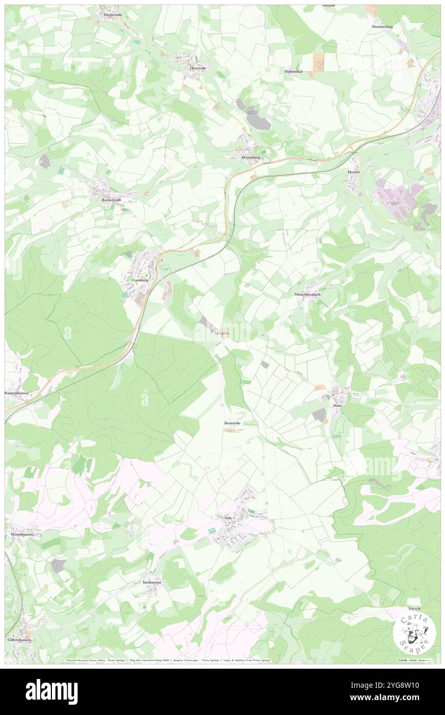 Menglers, Regierungsbezirk Kassel, DE, Deutschland, Hessen, n 51 1' 58'', N 9 52' 42'', Karte, Cartascapes Map, veröffentlicht 2024. Erkunden Sie Cartascapes, eine Karte, die die vielfältigen Landschaften, Kulturen und Ökosysteme der Erde enthüllt. Reisen Sie durch Zeit und Raum und entdecken Sie die Verflechtungen der Vergangenheit, Gegenwart und Zukunft unseres Planeten. Stockfoto