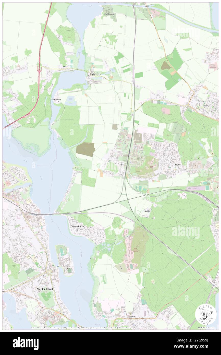 Reiher Berg, Deutschland, Brandenburg, N 52 24' 23'', N 12 57' 48''', Karte, Kartenausgabe 2024. Erkunden Sie Cartascapes, eine Karte, die die vielfältigen Landschaften, Kulturen und Ökosysteme der Erde enthüllt. Reisen Sie durch Zeit und Raum und entdecken Sie die Verflechtungen der Vergangenheit, Gegenwart und Zukunft unseres Planeten. Stockfoto