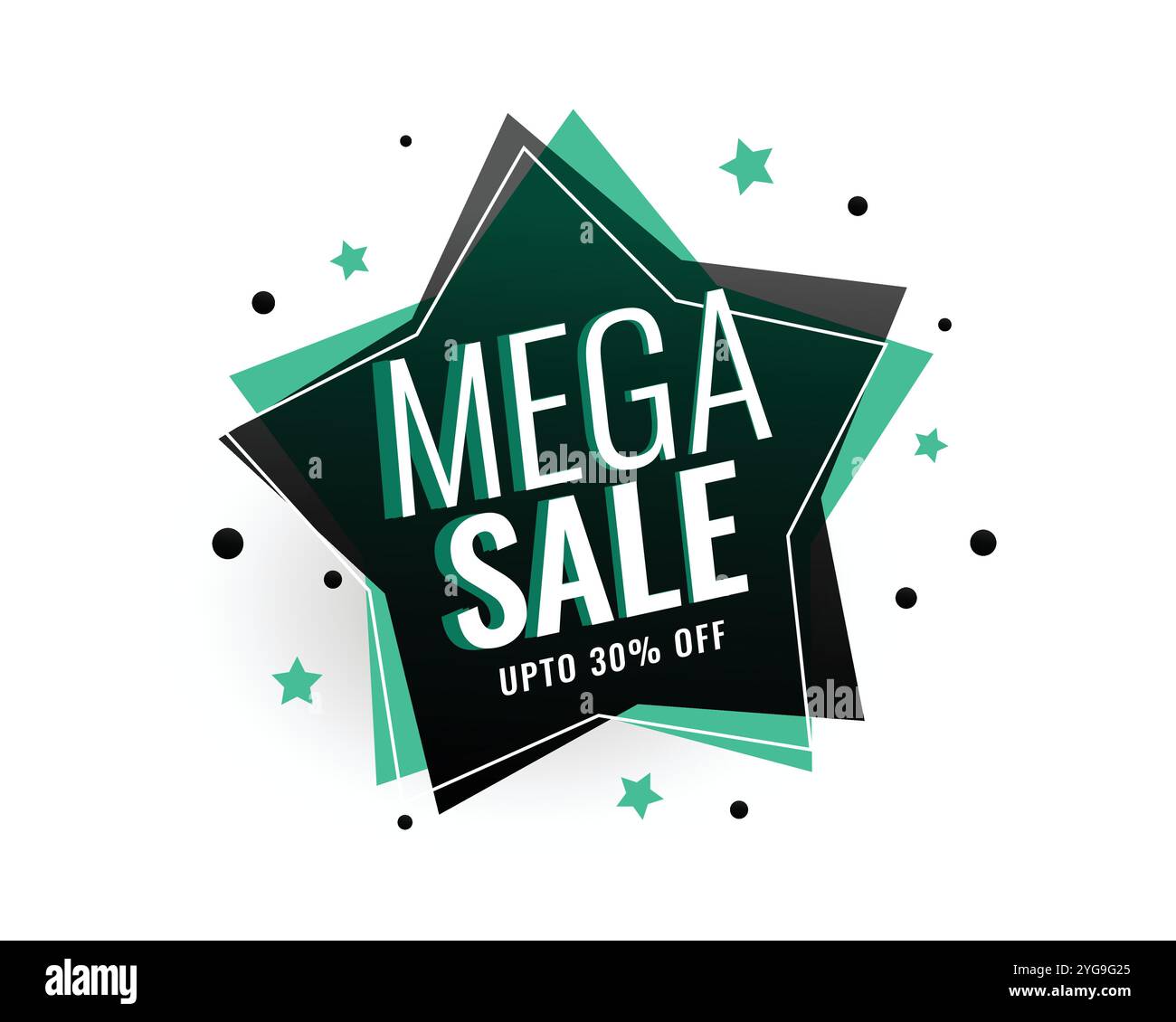Mega Verkauf star tag Banner Design Stock Vektor
