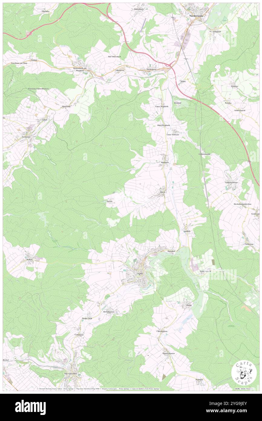 Queck, Regierungsbezirk Gießen, DE, Deutschland, Hessen, n 50 42' 51''', N 9 34' 39'', Karte, Cartascapes Map, veröffentlicht 2024. Erkunden Sie Cartascapes, eine Karte, die die vielfältigen Landschaften, Kulturen und Ökosysteme der Erde enthüllt. Reisen Sie durch Zeit und Raum und entdecken Sie die Verflechtungen der Vergangenheit, Gegenwart und Zukunft unseres Planeten. Stockfoto