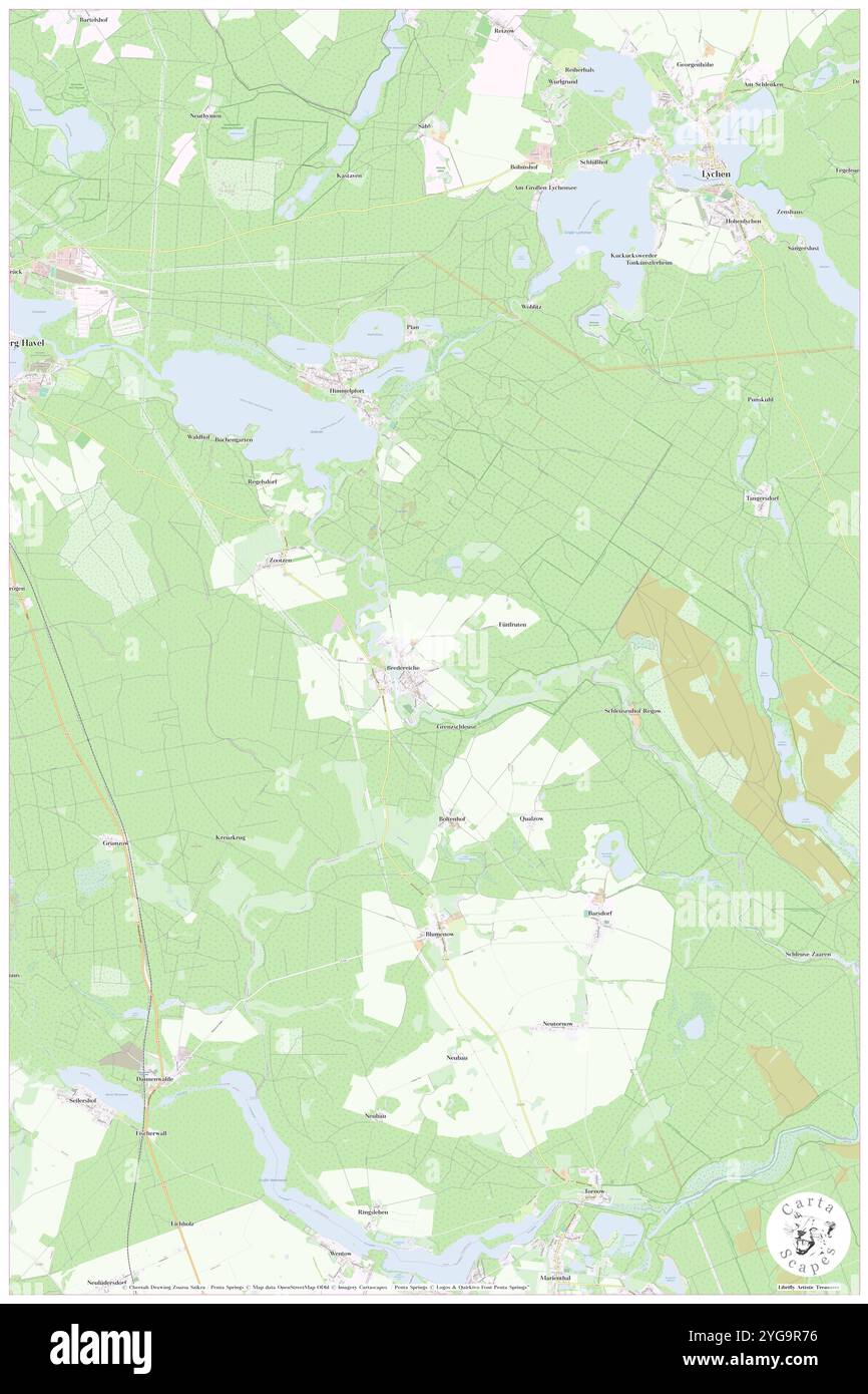 Bredereiche, DE, Deutschland, Brandenburg, N 53 8' 11''', N 13 14' 33''', Karte, Cartascapes Map, veröffentlicht 2024. Erkunden Sie Cartascapes, eine Karte, die die vielfältigen Landschaften, Kulturen und Ökosysteme der Erde enthüllt. Reisen Sie durch Zeit und Raum und entdecken Sie die Verflechtungen der Vergangenheit, Gegenwart und Zukunft unseres Planeten. Stockfoto