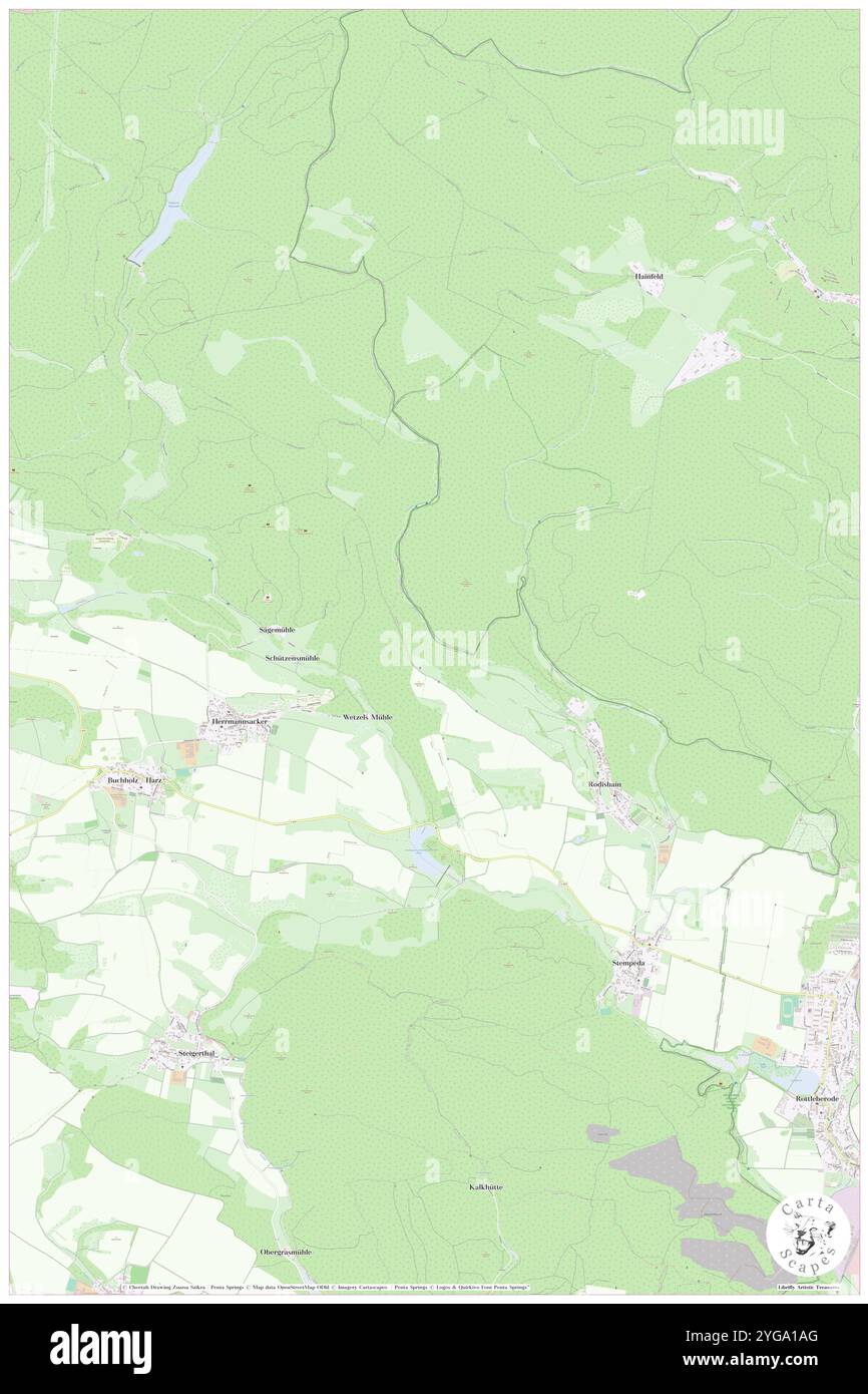 Ronnetal, DE, Deutschland, Thüringen, N 51 32' 59''', N 10 54' 0''', Karte, Kartenausgabe 2024. Erkunden Sie Cartascapes, eine Karte, die die vielfältigen Landschaften, Kulturen und Ökosysteme der Erde enthüllt. Reisen Sie durch Zeit und Raum und entdecken Sie die Verflechtungen der Vergangenheit, Gegenwart und Zukunft unseres Planeten. Stockfoto