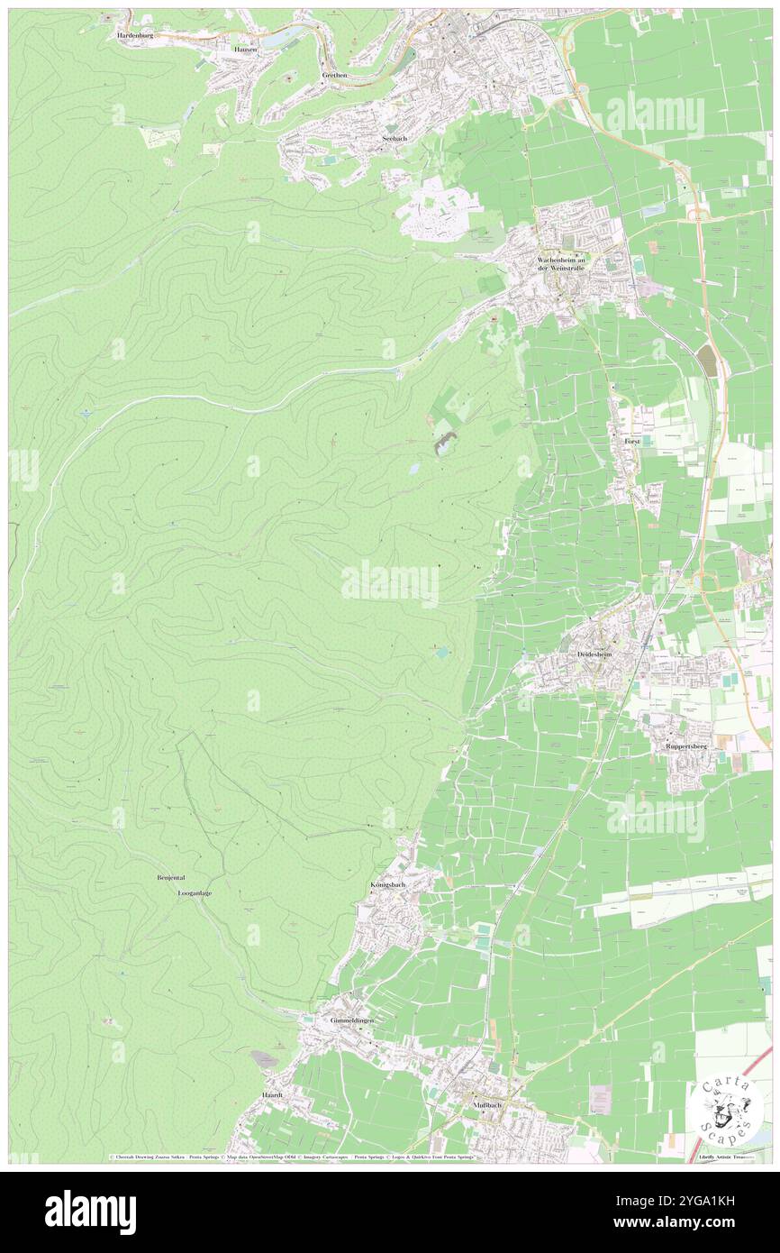 Sensen Tal, DE, Deutschland, Rheinland-Pfalz, N 49 24' 48''', N 8 9' 32''', Karte, Kartenausgabe 2024. Erkunden Sie Cartascapes, eine Karte, die die vielfältigen Landschaften, Kulturen und Ökosysteme der Erde enthüllt. Reisen Sie durch Zeit und Raum und entdecken Sie die Verflechtungen der Vergangenheit, Gegenwart und Zukunft unseres Planeten. Stockfoto