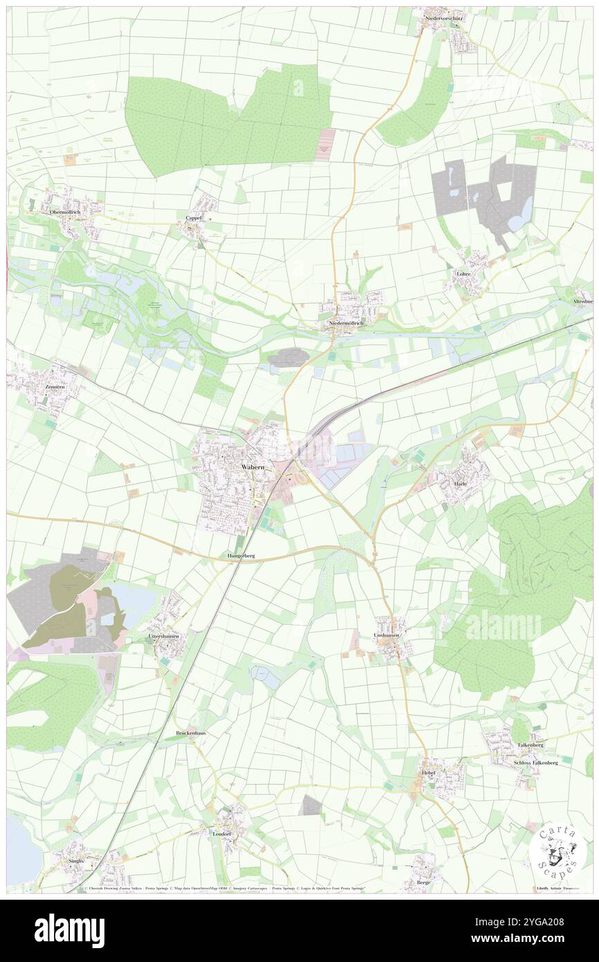 Wabern (BZ Kassel), Regierungsbezirk Kassel, DE, Deutschland, Hessen, n 51 6' 11''', N 9 21' 28'', Karte, Cartascapes Map, veröffentlicht 2024. Erkunden Sie Cartascapes, eine Karte, die die vielfältigen Landschaften, Kulturen und Ökosysteme der Erde enthüllt. Reisen Sie durch Zeit und Raum und entdecken Sie die Verflechtungen der Vergangenheit, Gegenwart und Zukunft unseres Planeten. Stockfoto