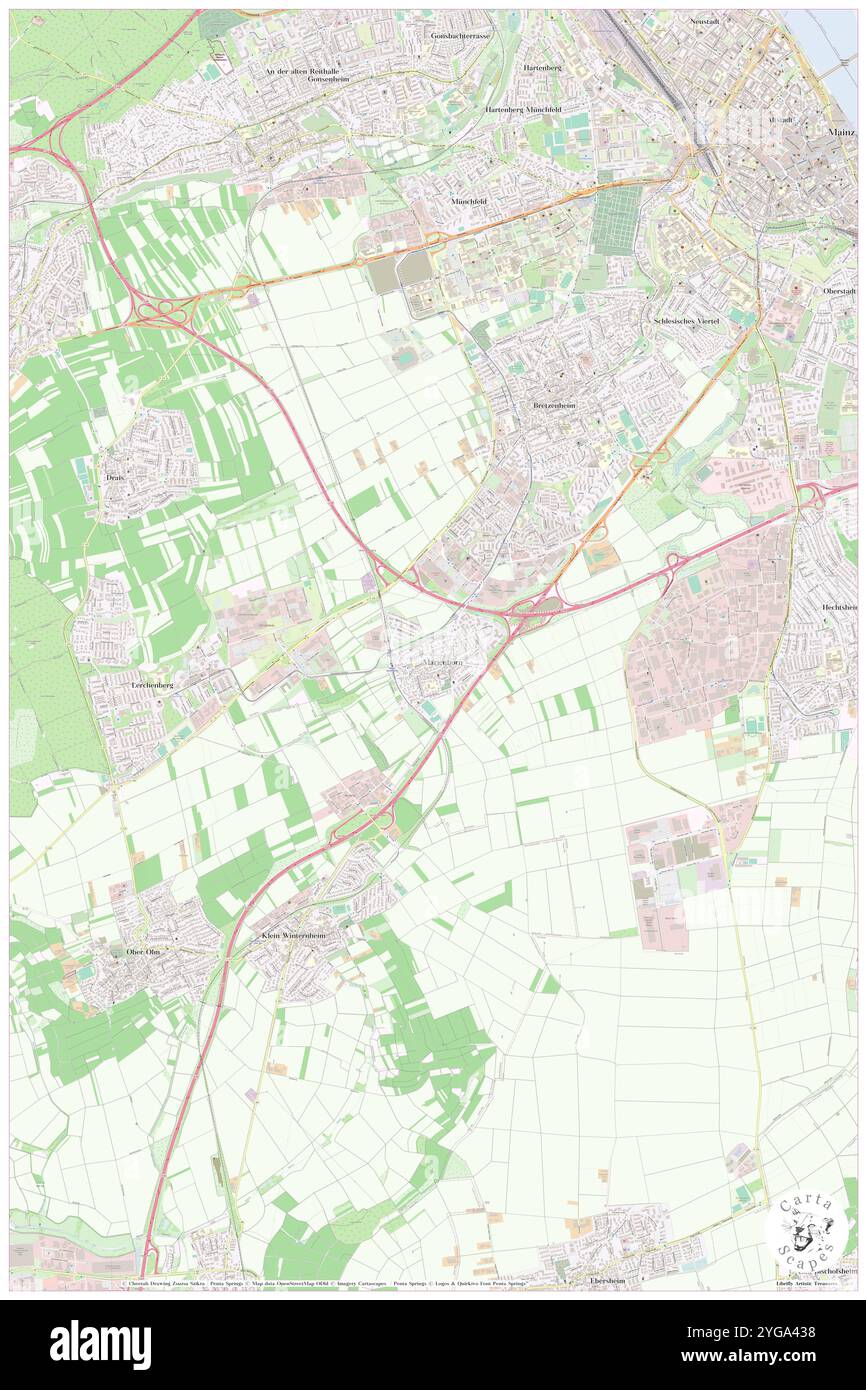 Mainz-Marienborn, DE, Deutschland, Rheinland-Pfalz, N 49 57' 42''', N 8 13' 40''', Karte, Kartenausgabe 2024. Erkunden Sie Cartascapes, eine Karte, die die vielfältigen Landschaften, Kulturen und Ökosysteme der Erde enthüllt. Reisen Sie durch Zeit und Raum und entdecken Sie die Verflechtungen der Vergangenheit, Gegenwart und Zukunft unseres Planeten. Stockfoto