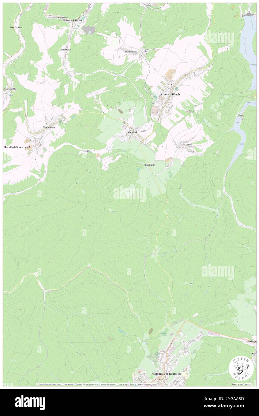 Cursdorf, DE, Deutschland, Thüringen, N 50 34' 0'', N 11 7' 59''', Karte, Cartascapes Map veröffentlicht 2024. Erkunden Sie Cartascapes, eine Karte, die die vielfältigen Landschaften, Kulturen und Ökosysteme der Erde enthüllt. Reisen Sie durch Zeit und Raum und entdecken Sie die Verflechtungen der Vergangenheit, Gegenwart und Zukunft unseres Planeten. Stockfoto