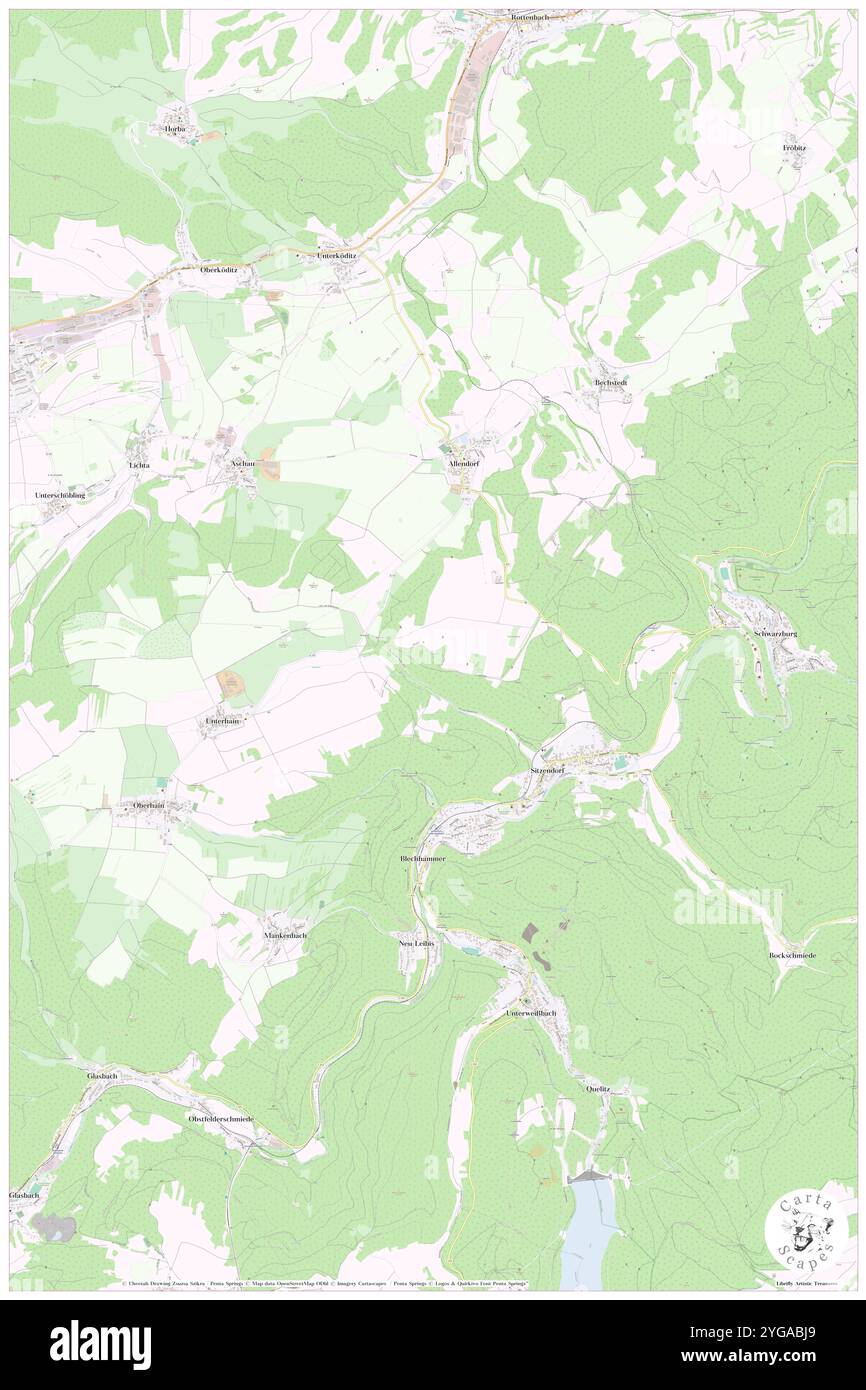 Rabenhuegel, DE, Deutschland, Thüringen, N 50 38' 26'', N 11 9' 18''', Karte, Karte, Kartenausgabe 2024. Erkunden Sie Cartascapes, eine Karte, die die vielfältigen Landschaften, Kulturen und Ökosysteme der Erde enthüllt. Reisen Sie durch Zeit und Raum und entdecken Sie die Verflechtungen der Vergangenheit, Gegenwart und Zukunft unseres Planeten. Stockfoto