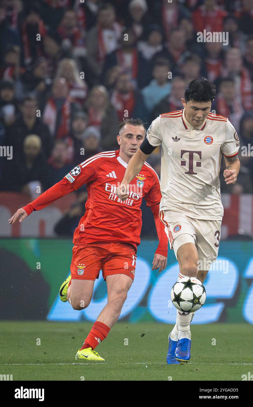 München, Deutschland. November 2024. München, 06. November 2024: Minjae Kim (3 München) während des UEFA Champions League-Fußballspiels zwischen dem FC Bayern München und Benfica Lissabon in der Allianz Arena in München. Philipp Kresnik (Philipp Kresnik/SPP) Credit: SPP Sport Press Photo. /Alamy Live News Stockfoto