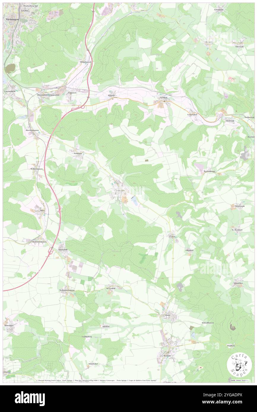 Juchsen, Deutschland, Thüringen, N 50 31' 38''', N 10 26' 15''', Karte, Cartascapes Map veröffentlicht 2024. Erkunden Sie Cartascapes, eine Karte, die die vielfältigen Landschaften, Kulturen und Ökosysteme der Erde enthüllt. Reisen Sie durch Zeit und Raum und entdecken Sie die Verflechtungen der Vergangenheit, Gegenwart und Zukunft unseres Planeten. Stockfoto