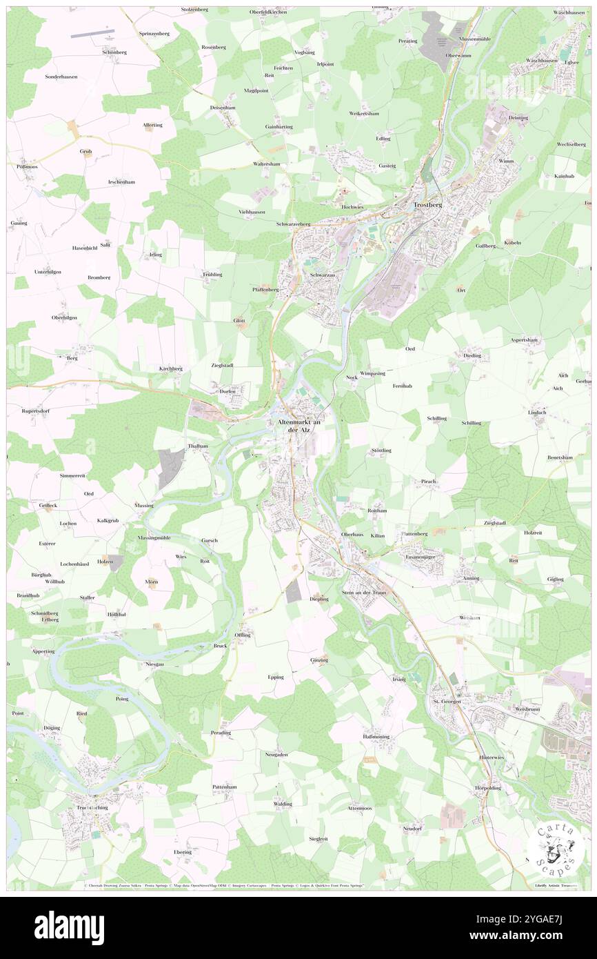 Altenmarkt (Alz), Oberbayern, DE, Deutschland, Bayern, n 47 59' 59''', N 12 32' 9'', Karte, Cartascapes Map, veröffentlicht 2024. Erkunden Sie Cartascapes, eine Karte, die die vielfältigen Landschaften, Kulturen und Ökosysteme der Erde enthüllt. Reisen Sie durch Zeit und Raum und entdecken Sie die Verflechtungen der Vergangenheit, Gegenwart und Zukunft unseres Planeten. Stockfoto