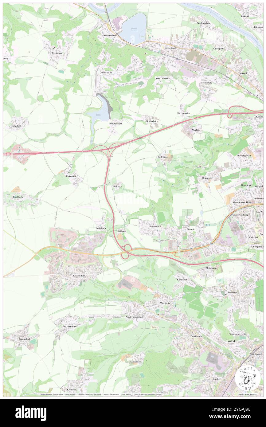 Gompitz, DE, Deutschland, Sachsen, N 51 2' 57''', N 13 36' 50''', Karte, Cartascapes Map, veröffentlicht 2024. Erkunden Sie Cartascapes, eine Karte, die die vielfältigen Landschaften, Kulturen und Ökosysteme der Erde enthüllt. Reisen Sie durch Zeit und Raum und entdecken Sie die Verflechtungen der Vergangenheit, Gegenwart und Zukunft unseres Planeten. Stockfoto