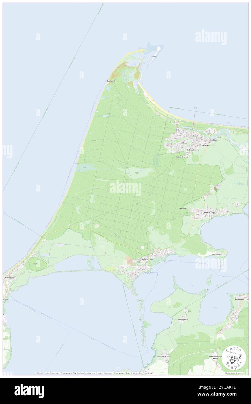 Geboren a. Darss, DE, Deutschland, Mecklenburg-Vorpommern, N 54 25' 36''', N 12 32' 48''', Karte, Cartascapes Map, veröffentlicht 2024. Erkunden Sie Cartascapes, eine Karte, die die vielfältigen Landschaften, Kulturen und Ökosysteme der Erde enthüllt. Reisen Sie durch Zeit und Raum und entdecken Sie die Verflechtungen der Vergangenheit, Gegenwart und Zukunft unseres Planeten. Stockfoto