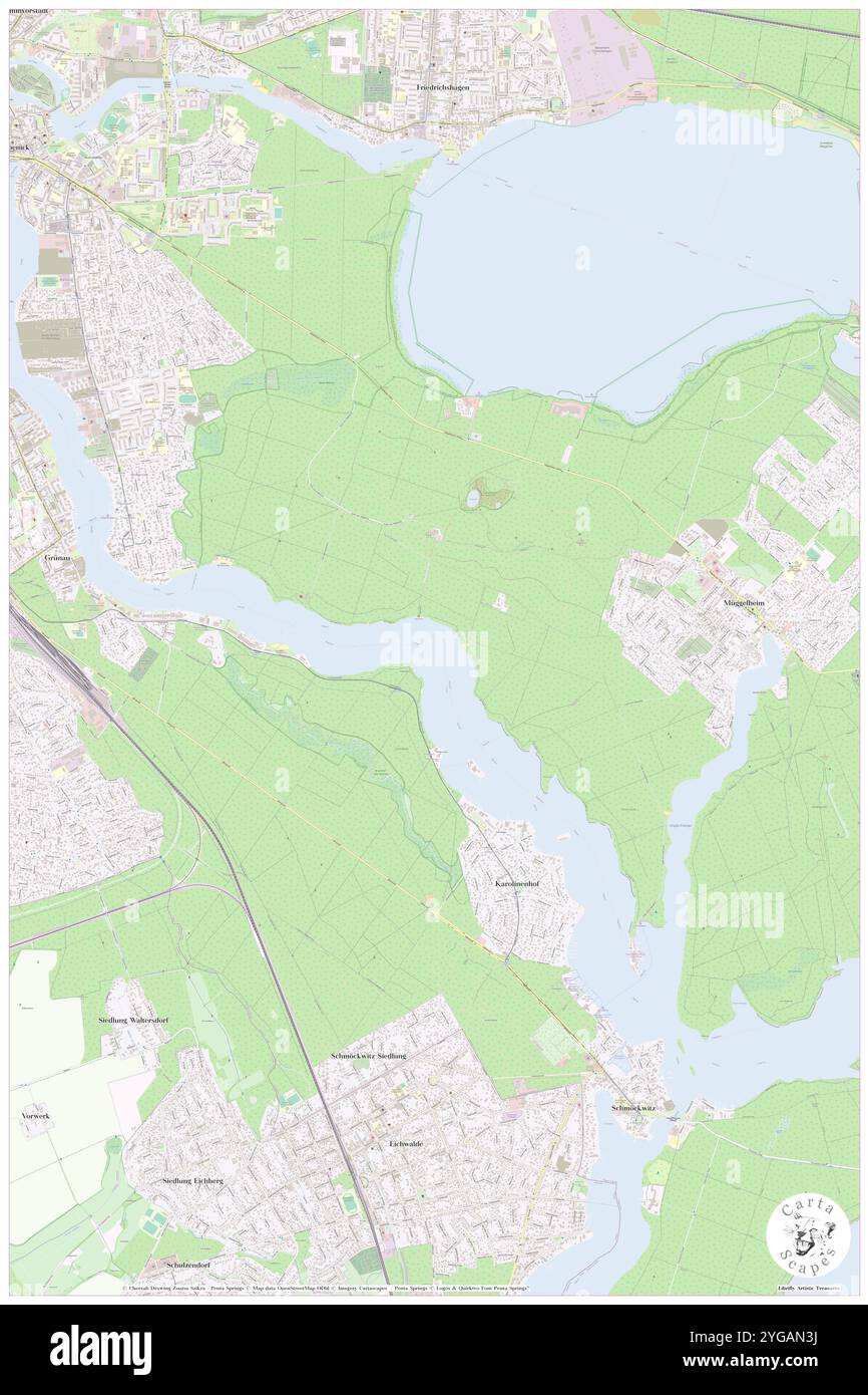 Langer See, DE, Deutschland, Berlin, N 52 24' 30''', N 13 37' 30''', Karte, Cartascapes Map, veröffentlicht 2024. Erkunden Sie Cartascapes, eine Karte, die die vielfältigen Landschaften, Kulturen und Ökosysteme der Erde enthüllt. Reisen Sie durch Zeit und Raum und entdecken Sie die Verflechtungen der Vergangenheit, Gegenwart und Zukunft unseres Planeten. Stockfoto