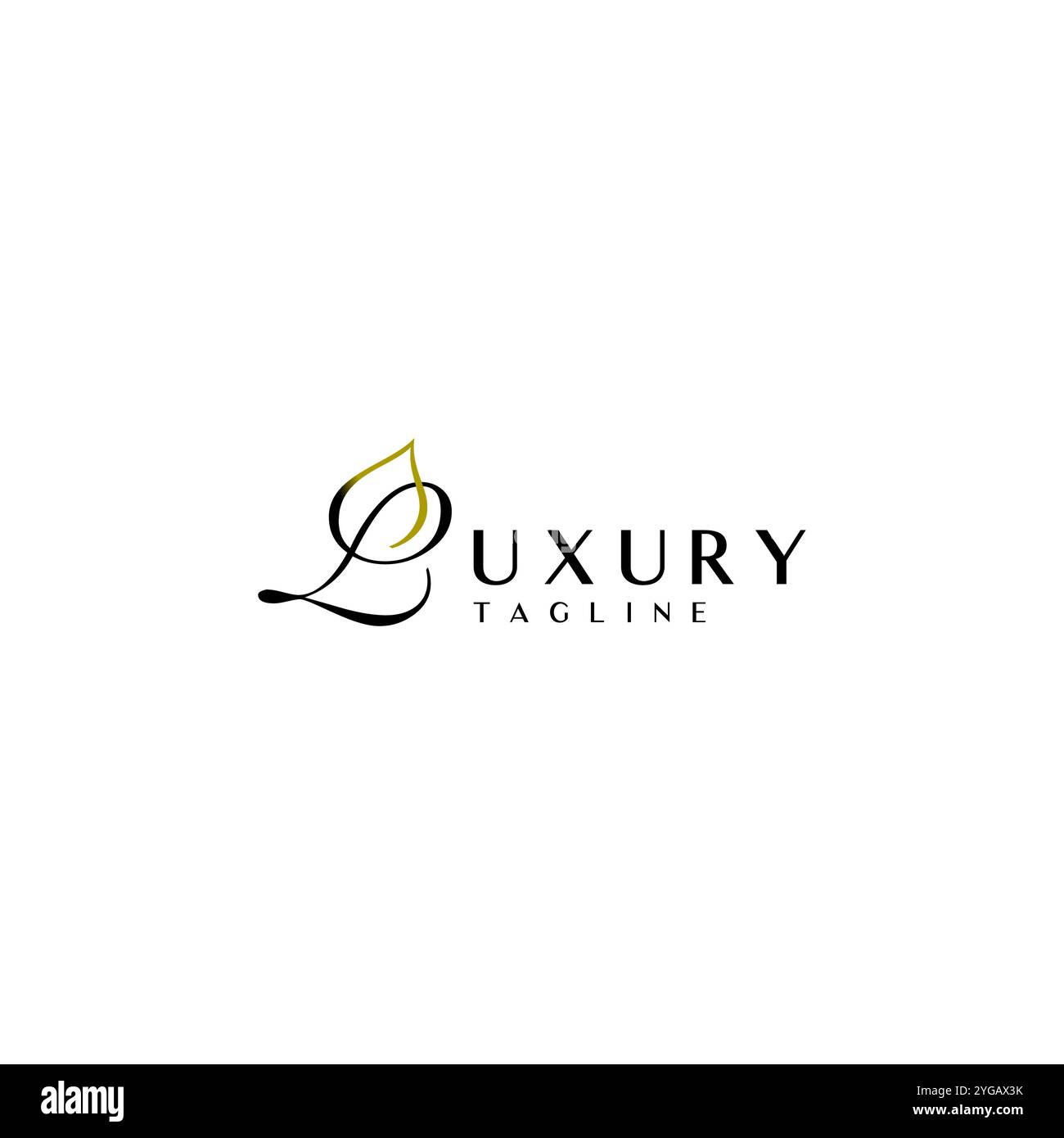 Minimalistisches, Luxuriöses Wasserlogo. Das Wort Luxus mit Wassersymbolen auf dem L-Logo-Design. Stock Vektor