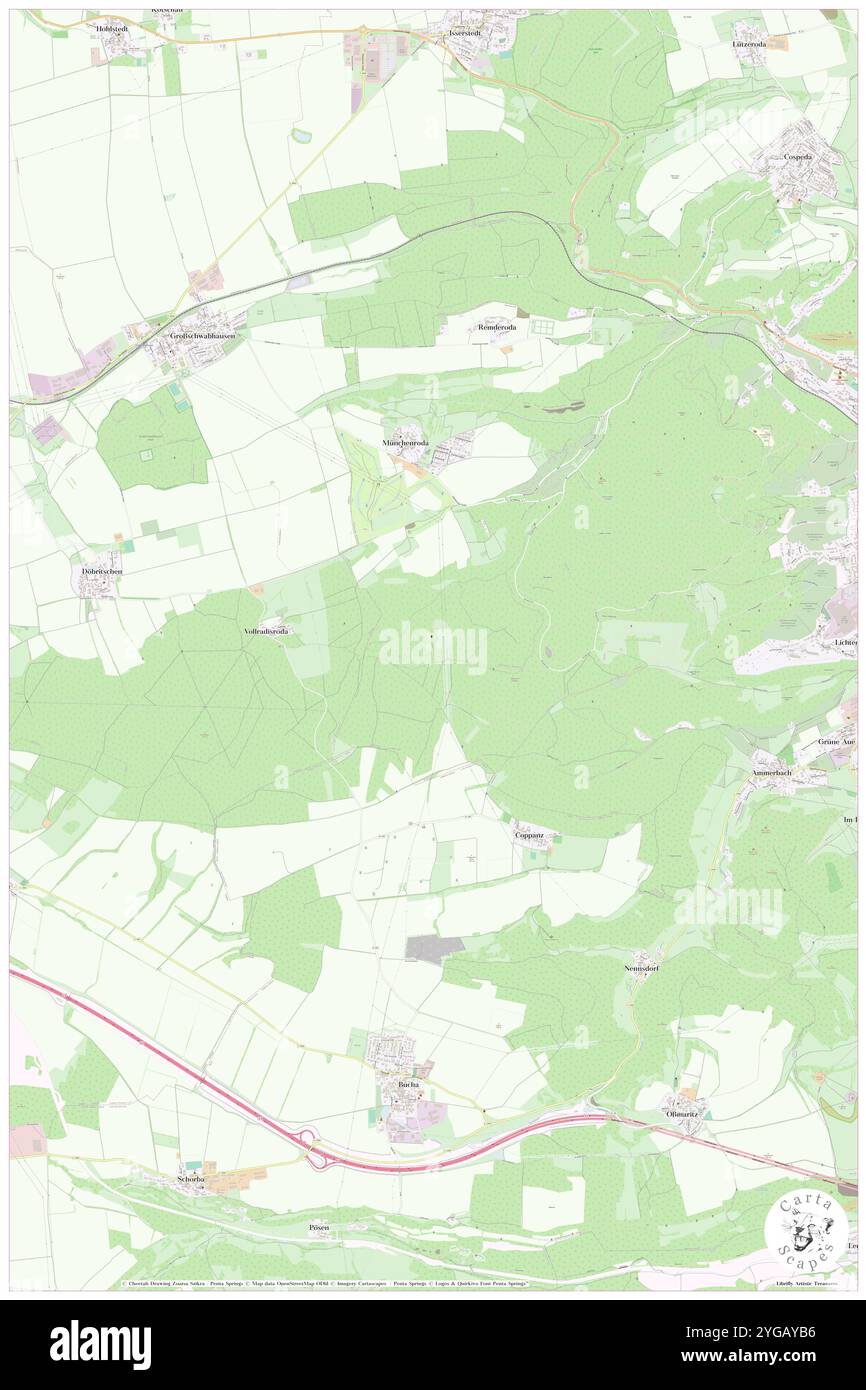 Moebis, DE, Deutschland, Thüringen, N 50 54' 50''', N 11 30' 58''', Karte, Cartascapes Map veröffentlicht 2024. Erkunden Sie Cartascapes, eine Karte, die die vielfältigen Landschaften, Kulturen und Ökosysteme der Erde enthüllt. Reisen Sie durch Zeit und Raum und entdecken Sie die Verflechtungen der Vergangenheit, Gegenwart und Zukunft unseres Planeten. Stockfoto