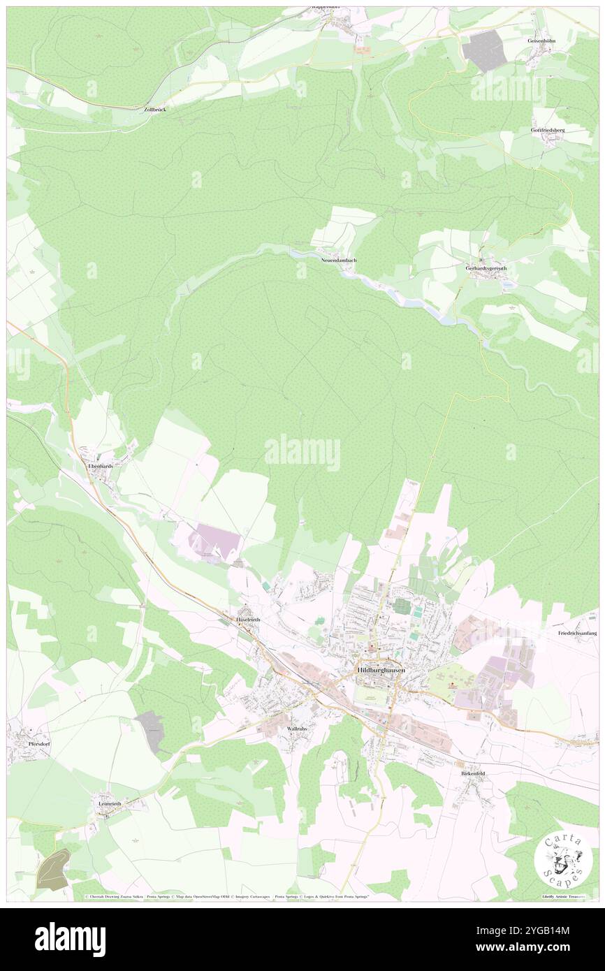 Haselriether Forst, Deutschland, Thüringen, N 50 27' 0''', N 10 43' 0''', Karte, Cartascapes Map, veröffentlicht 2024. Erkunden Sie Cartascapes, eine Karte, die die vielfältigen Landschaften, Kulturen und Ökosysteme der Erde enthüllt. Reisen Sie durch Zeit und Raum und entdecken Sie die Verflechtungen der Vergangenheit, Gegenwart und Zukunft unseres Planeten. Stockfoto