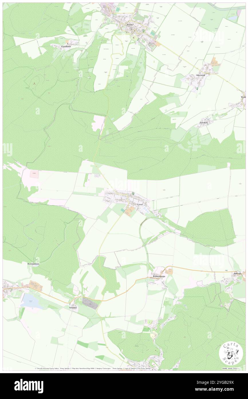 Lossa, DE, Deutschland, Thüringen, N 51 16' 45''', N 11 10' 27''', Karte, Cartascapes Map veröffentlicht 2024. Erkunden Sie Cartascapes, eine Karte, die die vielfältigen Landschaften, Kulturen und Ökosysteme der Erde enthüllt. Reisen Sie durch Zeit und Raum und entdecken Sie die Verflechtungen der Vergangenheit, Gegenwart und Zukunft unseres Planeten. Stockfoto