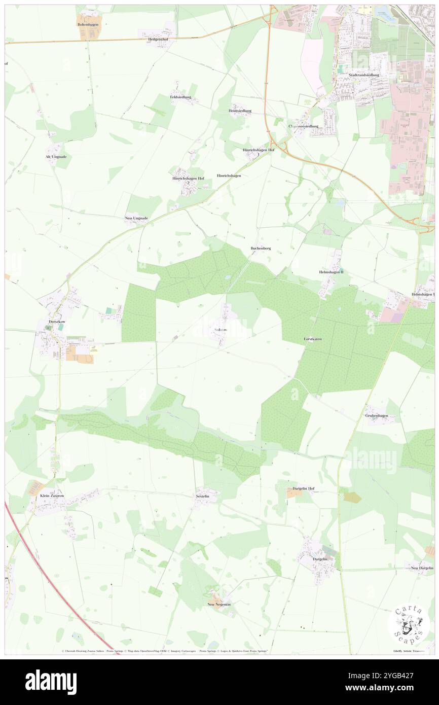 Subzow, DE, Deutschland, Mecklenburg-Vorpommern, N 54 2' 47''', N 13 19' 54''', Karte, Karte, Kartenausgabe 2024. Erkunden Sie Cartascapes, eine Karte, die die vielfältigen Landschaften, Kulturen und Ökosysteme der Erde enthüllt. Reisen Sie durch Zeit und Raum und entdecken Sie die Verflechtungen der Vergangenheit, Gegenwart und Zukunft unseres Planeten. Stockfoto