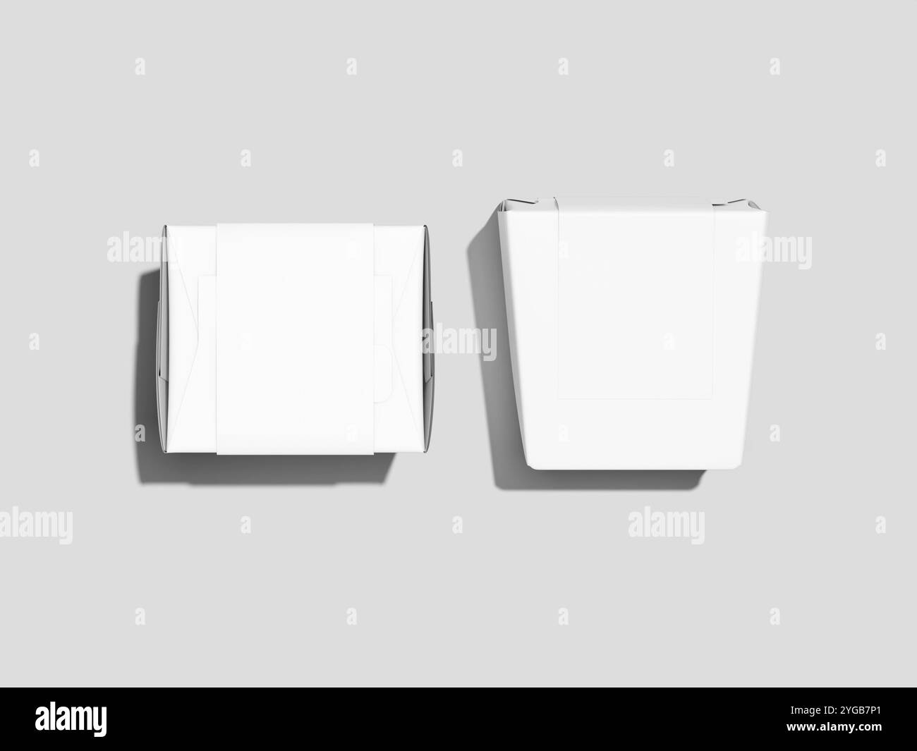 Flat Lay 3D Mockup Rendering der isolierten Take-Out Box Stockfoto