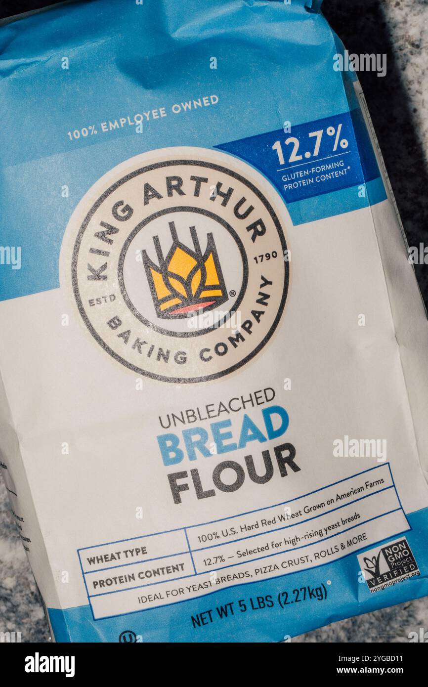 5 kg Beutel mit ungebleichtem Brot der Marke King Arthur Stockfoto