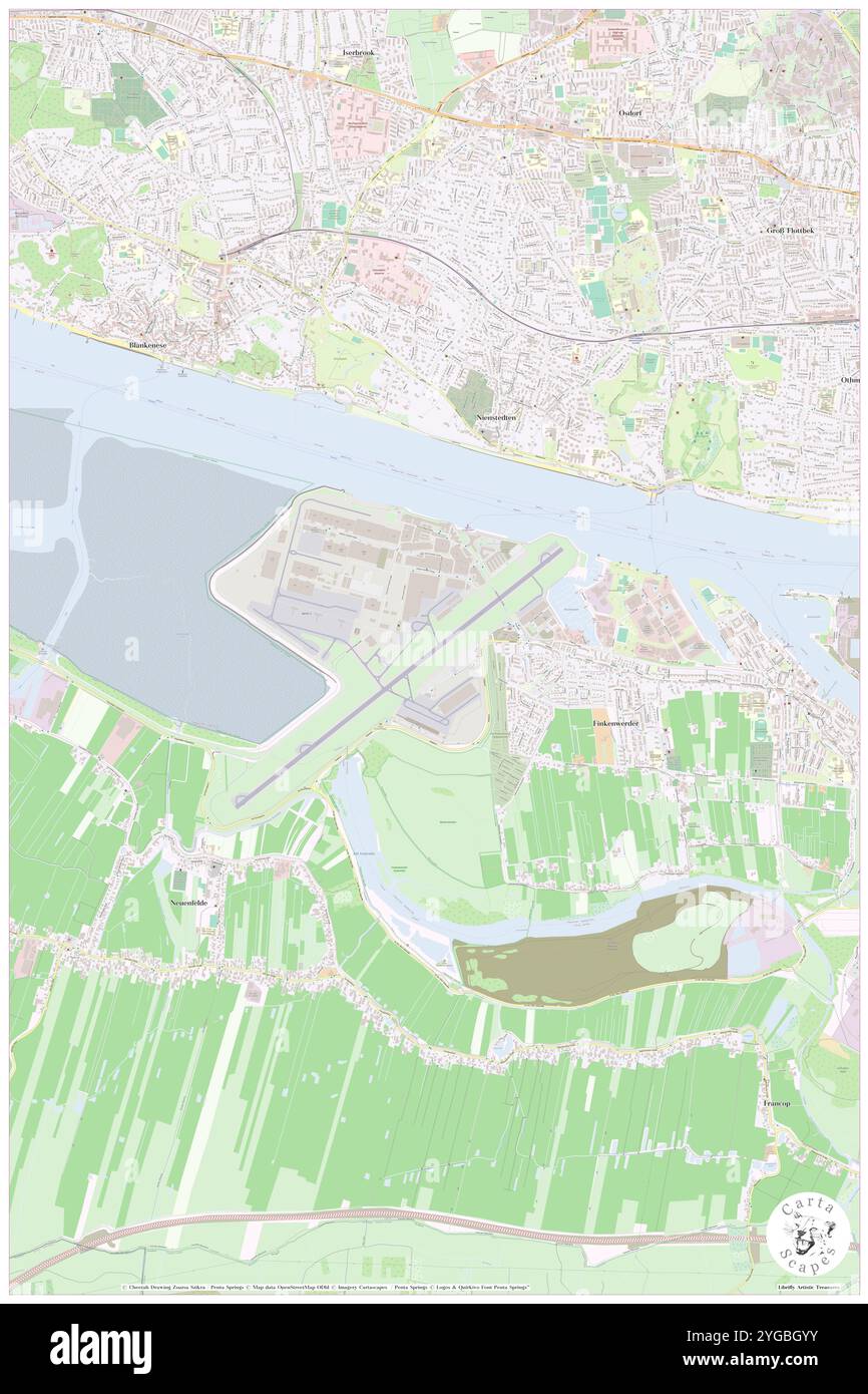 Hamburg Finkenwerder Airport, DE, Deutschland, Hamburg, N 53 32' 9'', N 9 50' 13''', Karte, Cartascapes Map veröffentlicht 2024. Erkunden Sie Cartascapes, eine Karte, die die vielfältigen Landschaften, Kulturen und Ökosysteme der Erde enthüllt. Reisen Sie durch Zeit und Raum und entdecken Sie die Verflechtungen der Vergangenheit, Gegenwart und Zukunft unseres Planeten. Stockfoto