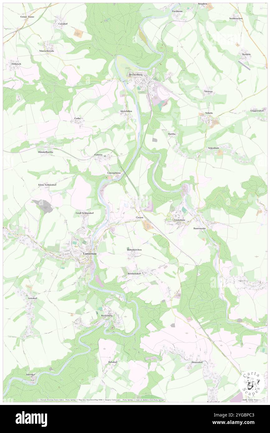 Cossen, DE, Deutschland, Sachsen, N 50 58' 26'', N 12 46' 23'', Karte, Cartascapes Map, veröffentlicht 2024. Erkunden Sie Cartascapes, eine Karte, die die vielfältigen Landschaften, Kulturen und Ökosysteme der Erde enthüllt. Reisen Sie durch Zeit und Raum und entdecken Sie die Verflechtungen der Vergangenheit, Gegenwart und Zukunft unseres Planeten. Stockfoto