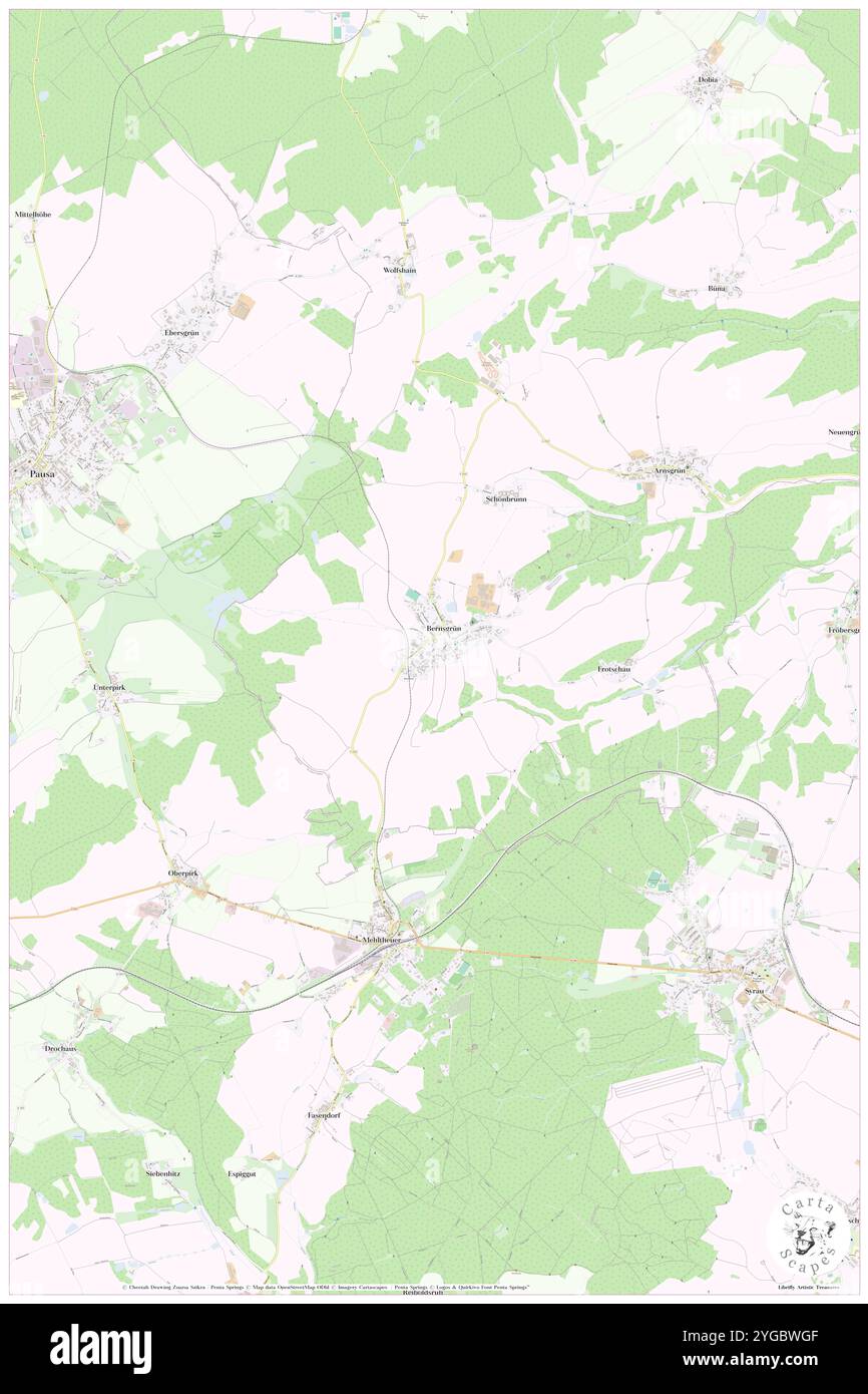 Bernsgruen, Deutschland, Thüringen, N 50 34' 0''', N 12 2' 36''', Karte, Cartascapes Map veröffentlicht 2024. Erkunden Sie Cartascapes, eine Karte, die die vielfältigen Landschaften, Kulturen und Ökosysteme der Erde enthüllt. Reisen Sie durch Zeit und Raum und entdecken Sie die Verflechtungen der Vergangenheit, Gegenwart und Zukunft unseres Planeten. Stockfoto