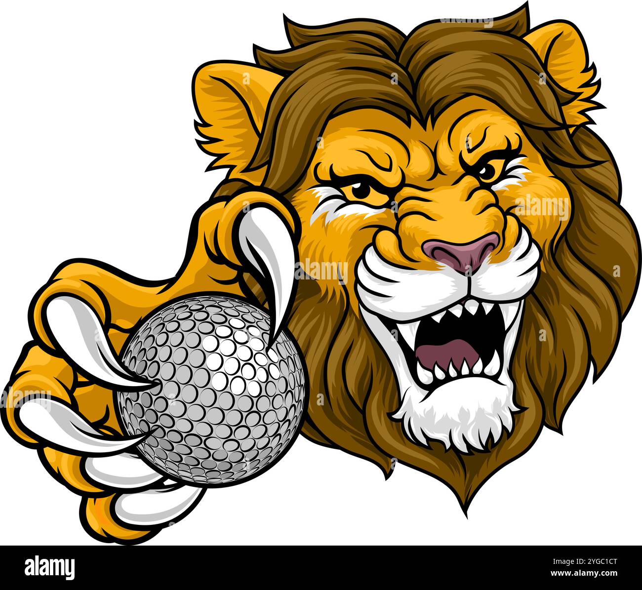 Löwen-Golf-Tiersport-Team-Maskottchen Stock Vektor