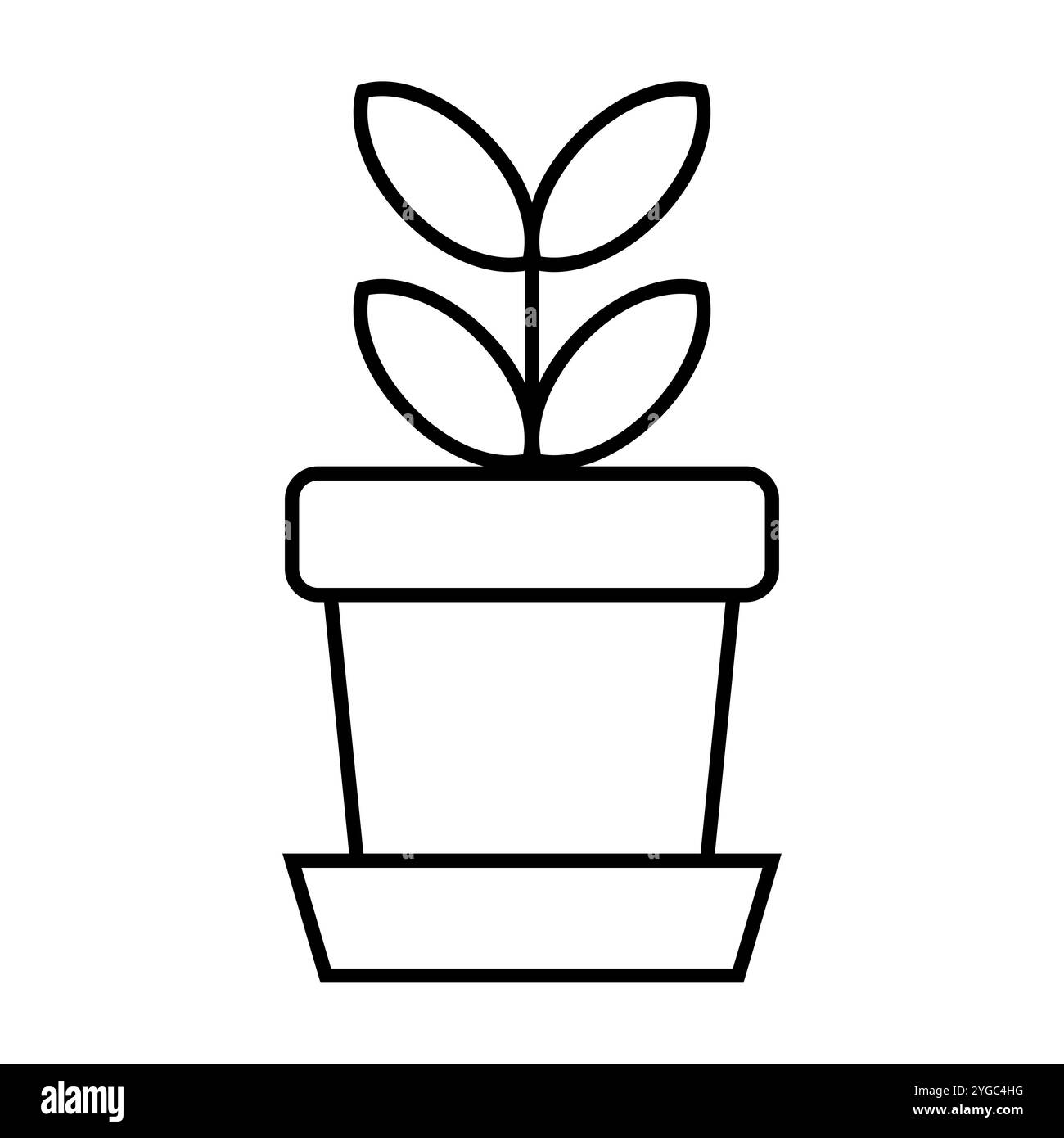 Klare, minimalistische Ikone einer Vase mit einer Pflanze, die die natürliche Einrichtung symbolisiert. Ideal für Innenarchitektur, Home Styling-Apps oder Websites, die sich auf Dekor konzentrieren Stock Vektor