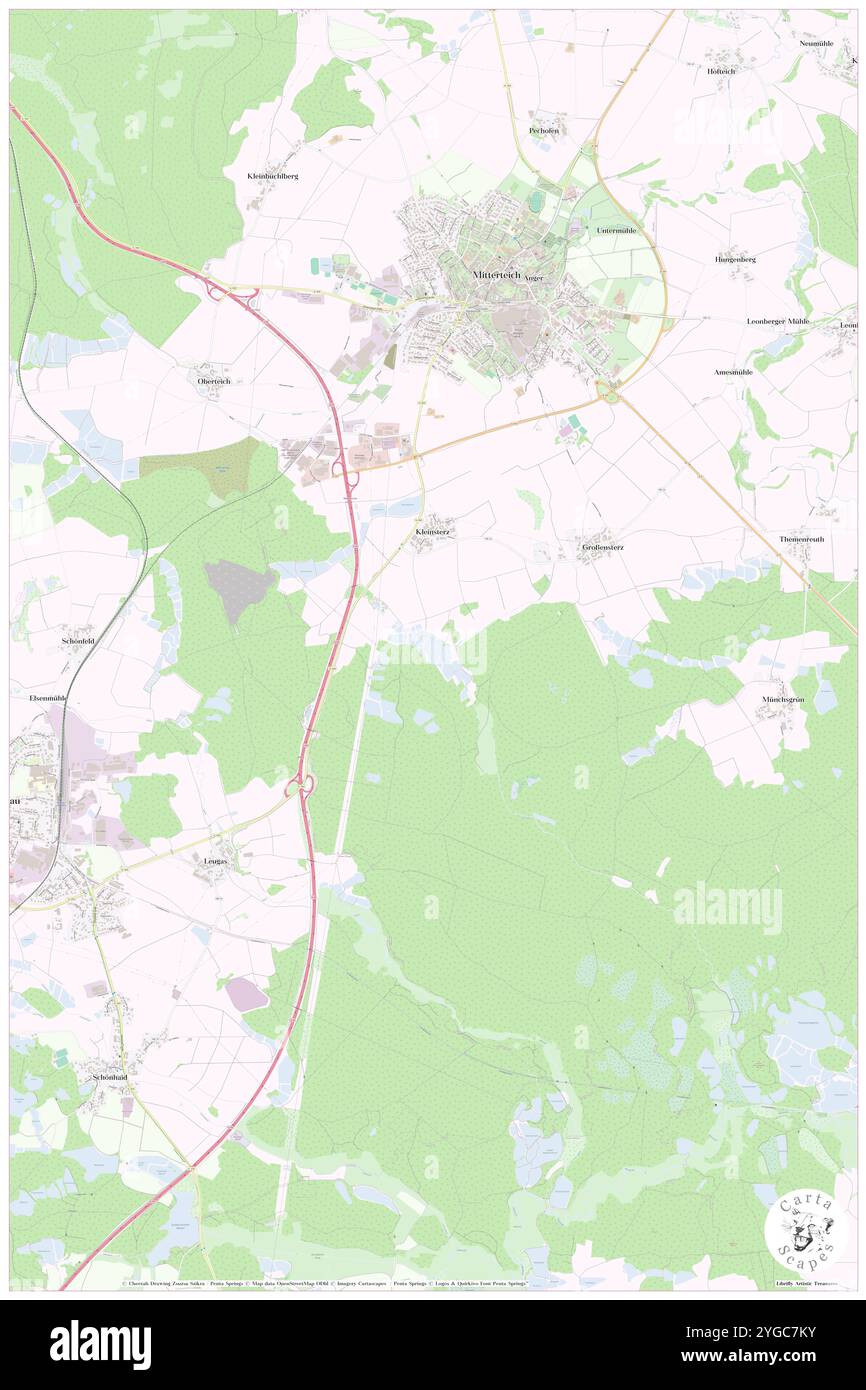 Steinteiche, Deutschland, Bayern, N 49 55' 20'', N 12 14' 7''', Karte, Cartascapes Map, veröffentlicht 2024. Erkunden Sie Cartascapes, eine Karte, die die vielfältigen Landschaften, Kulturen und Ökosysteme der Erde enthüllt. Reisen Sie durch Zeit und Raum und entdecken Sie die Verflechtungen der Vergangenheit, Gegenwart und Zukunft unseres Planeten. Stockfoto