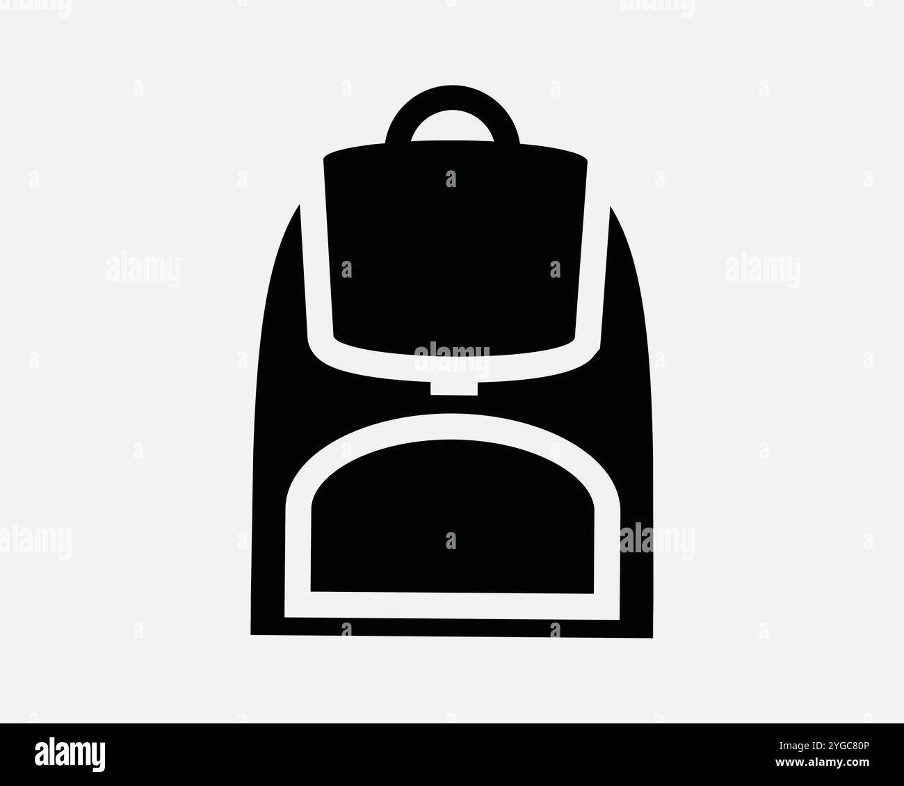 Rucksack Schultasche Schultasche Gepäck Reise Urlaub Abenteuer College Ausrüstung Backpacker Zeichen Symbol SVG Form Umriss Schwarz weiß Vektor Stock Vektor