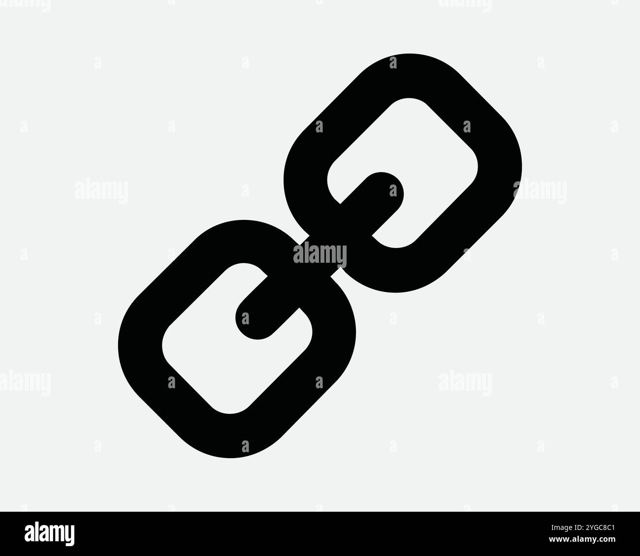 Kettenglied Befestigung Schloss Sicherheit Strength Protection Anbringen Secure Protect Slave Sklaverei Verbindung Symbol Schild Form Linie Umriss Schwarz Weiß Vektor Stock Vektor