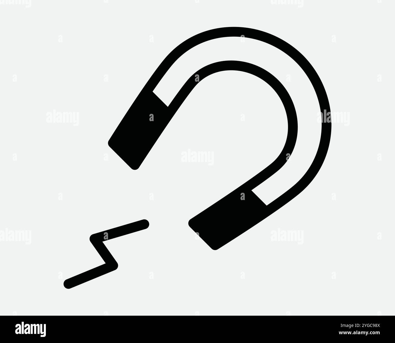 Magnetische Kraft Anziehung Energiefeld Hufeisen Magnet Anziehung Magnetismus Anziehung Kraft Physik Metall Pull Icon Zeichen Linie Umriss Schwarz Weiß Vecto Stock Vektor