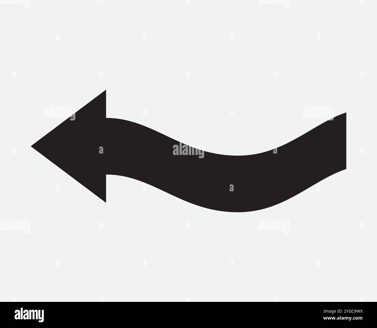 Linker Pfeil Fluss Fließende Kurve Position Punkt Richtung Westen Pfad Navigation Hier Neben Dem Symbol Schwarzes Weißes Vektorzeichen Form Umriss Stock Vektor