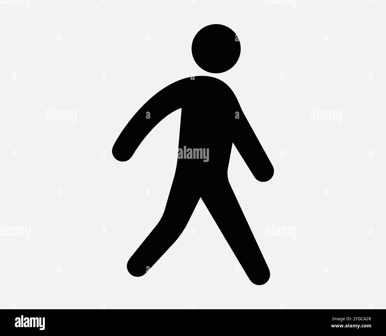 Mann Walking Walk Jog Walk Run Running Fußgänger Stick Figur Stickman Crossing Road Cross Sign Icon SVG Form Outline Black White Vector Stock Vektor