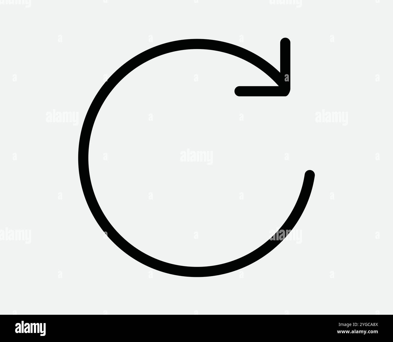 Refresh Refresh Pfeil Erneut Refresh Kreislauf Runde Rotationsschleife Drehen Drehzyklus Reset Symbol Zeichenlinie Umriss Schwarzweiß Vektorform Stock Vektor