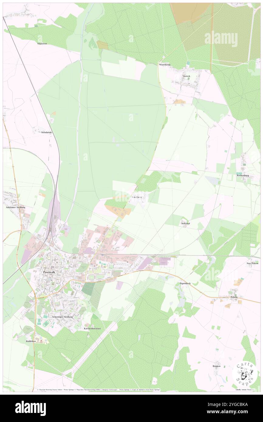 Friedberg, DE, Deutschland, Mecklenburg-Vorpommern, N 53 31' 21'', N 14 1' 16''', Karte, Kartenausgabe 2024. Erkunden Sie Cartascapes, eine Karte, die die vielfältigen Landschaften, Kulturen und Ökosysteme der Erde enthüllt. Reisen Sie durch Zeit und Raum und entdecken Sie die Verflechtungen der Vergangenheit, Gegenwart und Zukunft unseres Planeten. Stockfoto