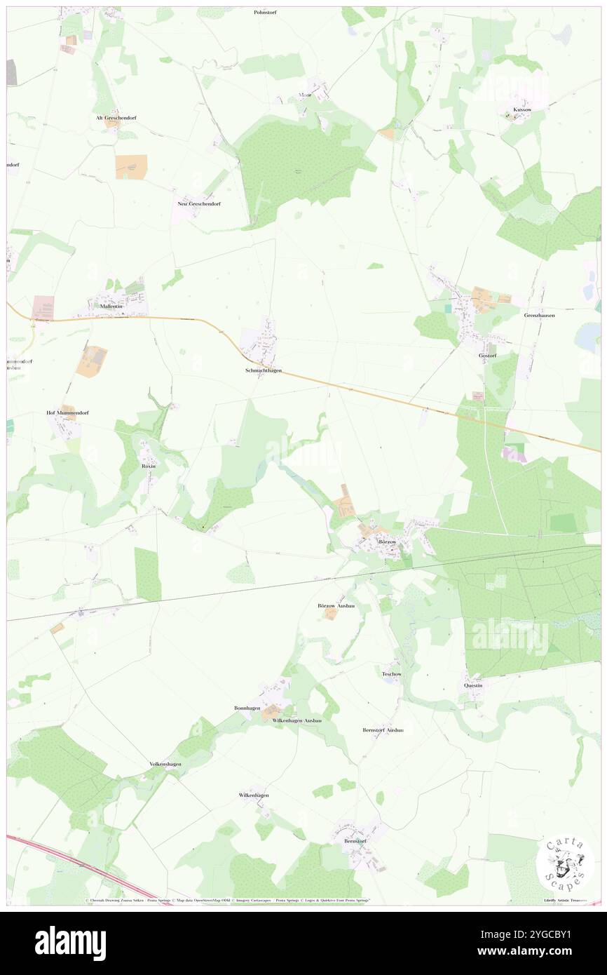 Boerzow, DE, Deutschland, Mecklenburg-Vorpommern, N 53 51' 35''', N 11 7' 34''', Karte, Karte, Kartenausgabe 2024. Erkunden Sie Cartascapes, eine Karte, die die vielfältigen Landschaften, Kulturen und Ökosysteme der Erde enthüllt. Reisen Sie durch Zeit und Raum und entdecken Sie die Verflechtungen der Vergangenheit, Gegenwart und Zukunft unseres Planeten. Stockfoto