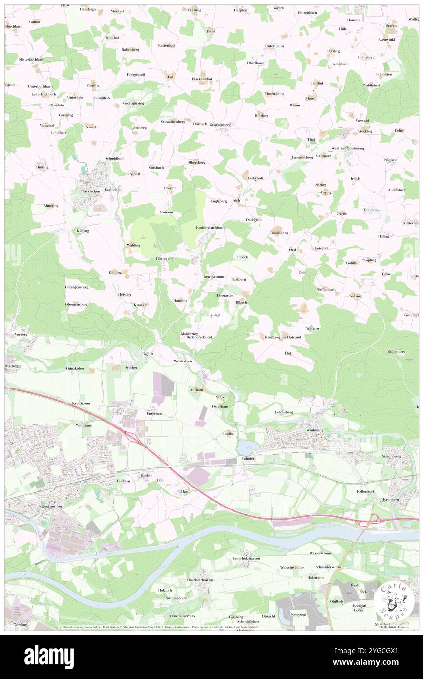 Raustigl, Oberbayern, DE, Deutschland, Bayern, n 48 17' 6'', N 12 37' 33'', Karte, Cartascapes Map, veröffentlicht 2024. Erkunden Sie Cartascapes, eine Karte, die die vielfältigen Landschaften, Kulturen und Ökosysteme der Erde enthüllt. Reisen Sie durch Zeit und Raum und entdecken Sie die Verflechtungen der Vergangenheit, Gegenwart und Zukunft unseres Planeten. Stockfoto