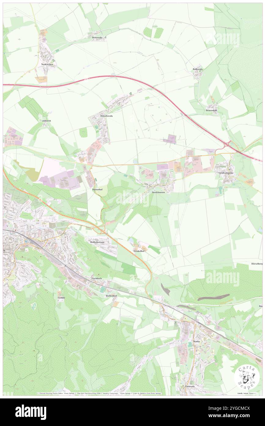 Landhotel, DE, Deutschland, Thüringen, N 50 59' 13'', N 10 22' 15''', Karte, Cartascapes Map veröffentlicht im Jahr 2024. Erkunden Sie Cartascapes, eine Karte, die die vielfältigen Landschaften, Kulturen und Ökosysteme der Erde enthüllt. Reisen Sie durch Zeit und Raum und entdecken Sie die Verflechtungen der Vergangenheit, Gegenwart und Zukunft unseres Planeten. Stockfoto