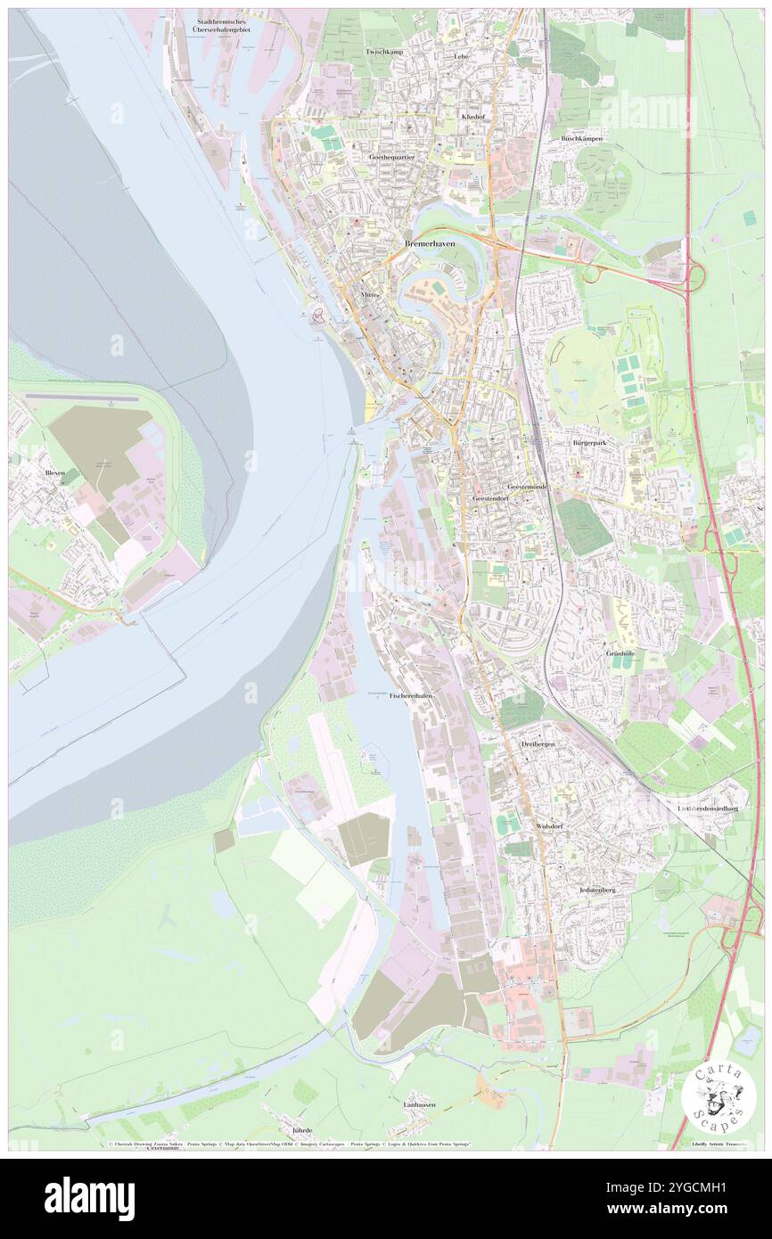 Fischereihafen Eins, DE, Deutschland, Bremen, N 53 31' 26'', N 8 34' 45''', Karte, Karte, Kartenausgabe 2024. Erkunden Sie Cartascapes, eine Karte, die die vielfältigen Landschaften, Kulturen und Ökosysteme der Erde enthüllt. Reisen Sie durch Zeit und Raum und entdecken Sie die Verflechtungen der Vergangenheit, Gegenwart und Zukunft unseres Planeten. Stockfoto