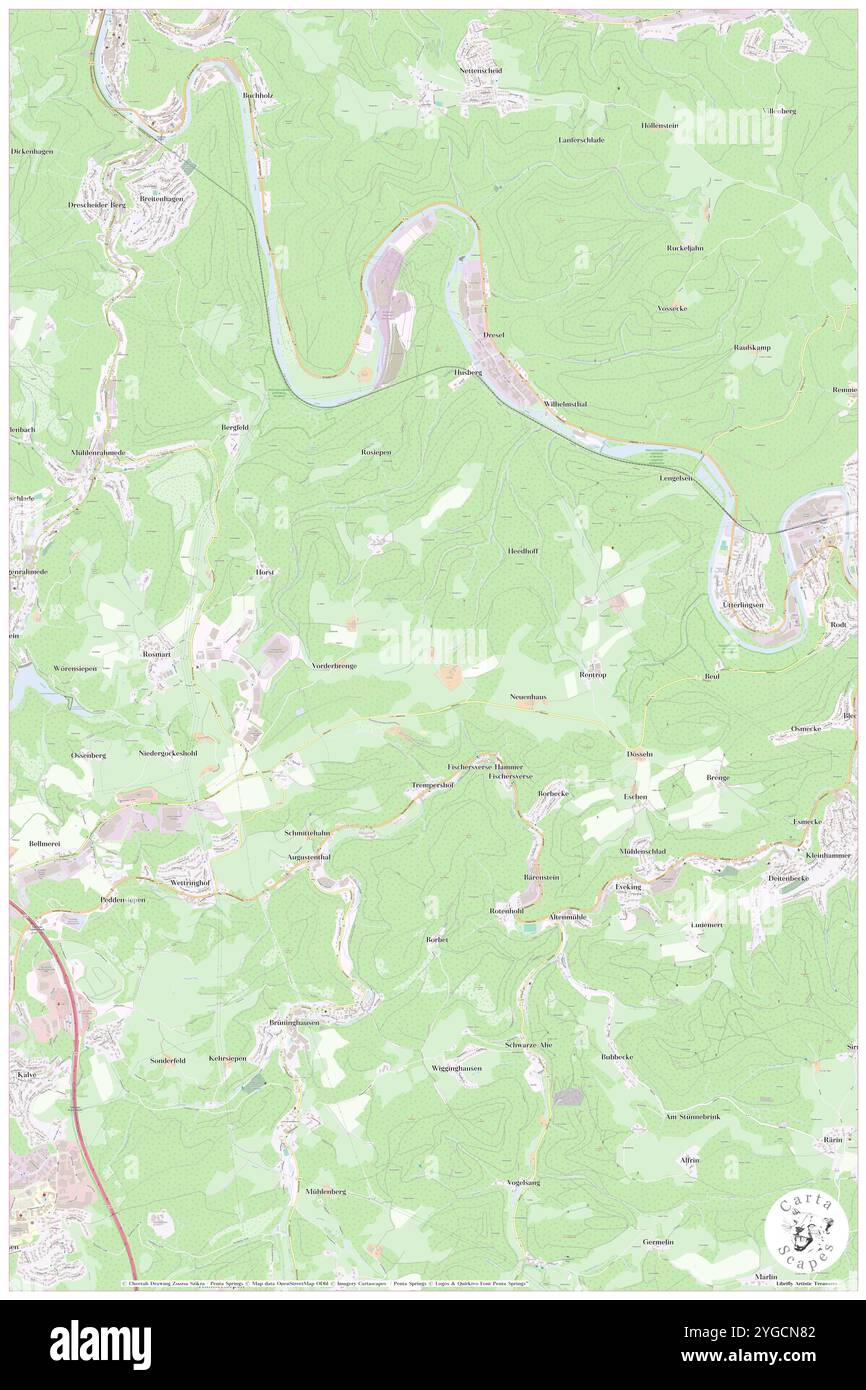 Eickenohl, Regierungsbezirk Arnsberg, Deutschland, Nordrhein-Westfalen, n 51 14' 59''', N 7 42' 40''', Karte, Cartascapes Map, veröffentlicht 2024. Erkunden Sie Cartascapes, eine Karte, die die vielfältigen Landschaften, Kulturen und Ökosysteme der Erde enthüllt. Reisen Sie durch Zeit und Raum und entdecken Sie die Verflechtungen der Vergangenheit, Gegenwart und Zukunft unseres Planeten. Stockfoto