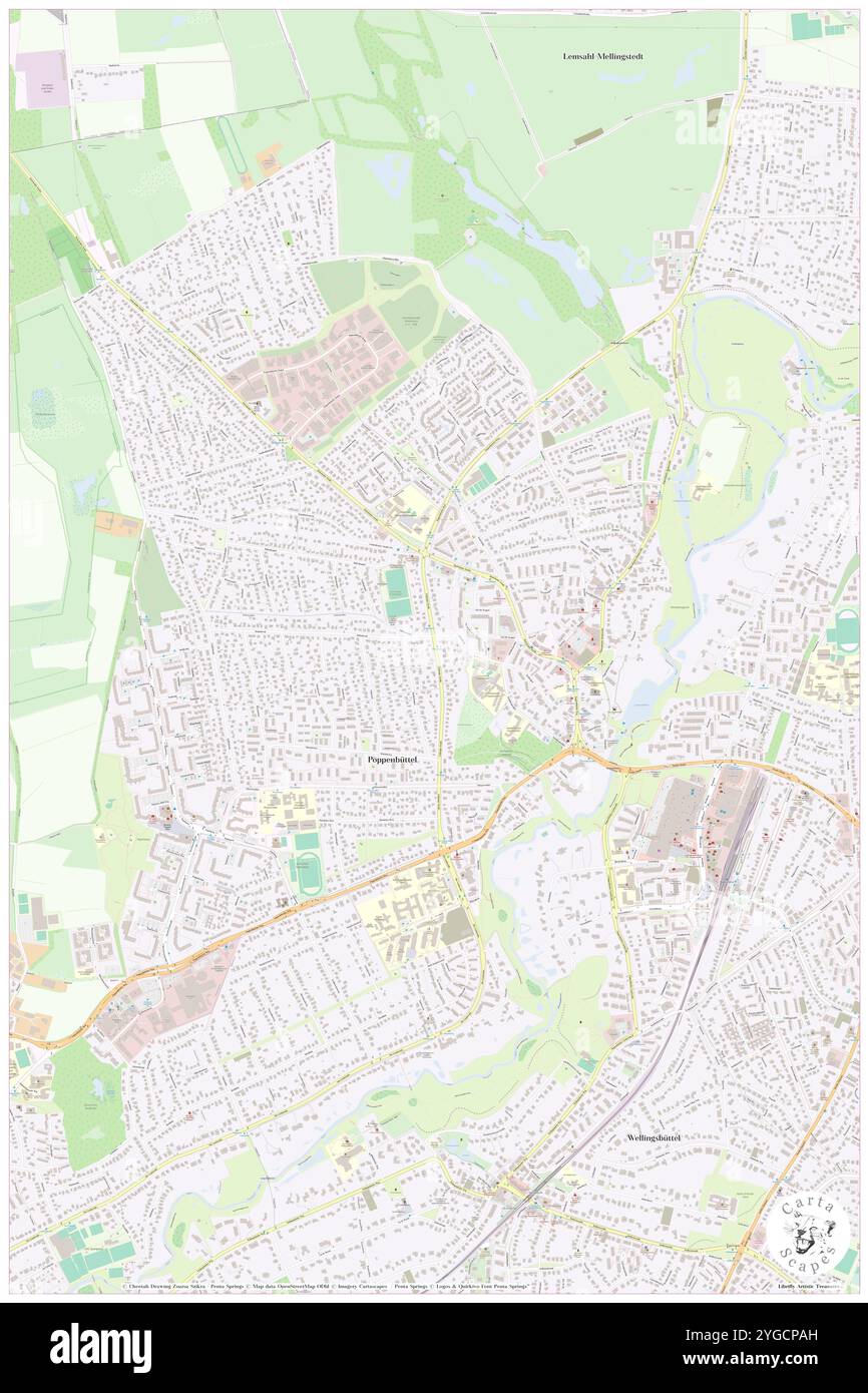 Poppenbüttel, Deutschland, Hamburg, N 53 39' 33''', N 10 5' 4''', Karte, Cartascapes Map, veröffentlicht 2024. Erkunden Sie Cartascapes, eine Karte, die die vielfältigen Landschaften, Kulturen und Ökosysteme der Erde enthüllt. Reisen Sie durch Zeit und Raum und entdecken Sie die Verflechtungen der Vergangenheit, Gegenwart und Zukunft unseres Planeten. Stockfoto