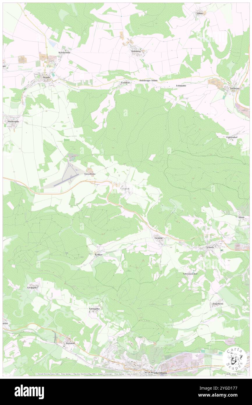 Lichstedt, DE, Deutschland, Thüringen, N 50 43' 49''', N 11 15' 37''', Karte, Kartenausgabe 2024. Erkunden Sie Cartascapes, eine Karte, die die vielfältigen Landschaften, Kulturen und Ökosysteme der Erde enthüllt. Reisen Sie durch Zeit und Raum und entdecken Sie die Verflechtungen der Vergangenheit, Gegenwart und Zukunft unseres Planeten. Stockfoto