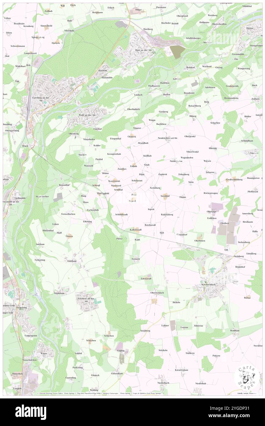 Brandl, Oberbayern, DE, Deutschland, Bayern, n 48 6' 25'', N 12 36' 49'', Karte, Cartascapes Map, veröffentlicht 2024. Erkunden Sie Cartascapes, eine Karte, die die vielfältigen Landschaften, Kulturen und Ökosysteme der Erde enthüllt. Reisen Sie durch Zeit und Raum und entdecken Sie die Verflechtungen der Vergangenheit, Gegenwart und Zukunft unseres Planeten. Stockfoto