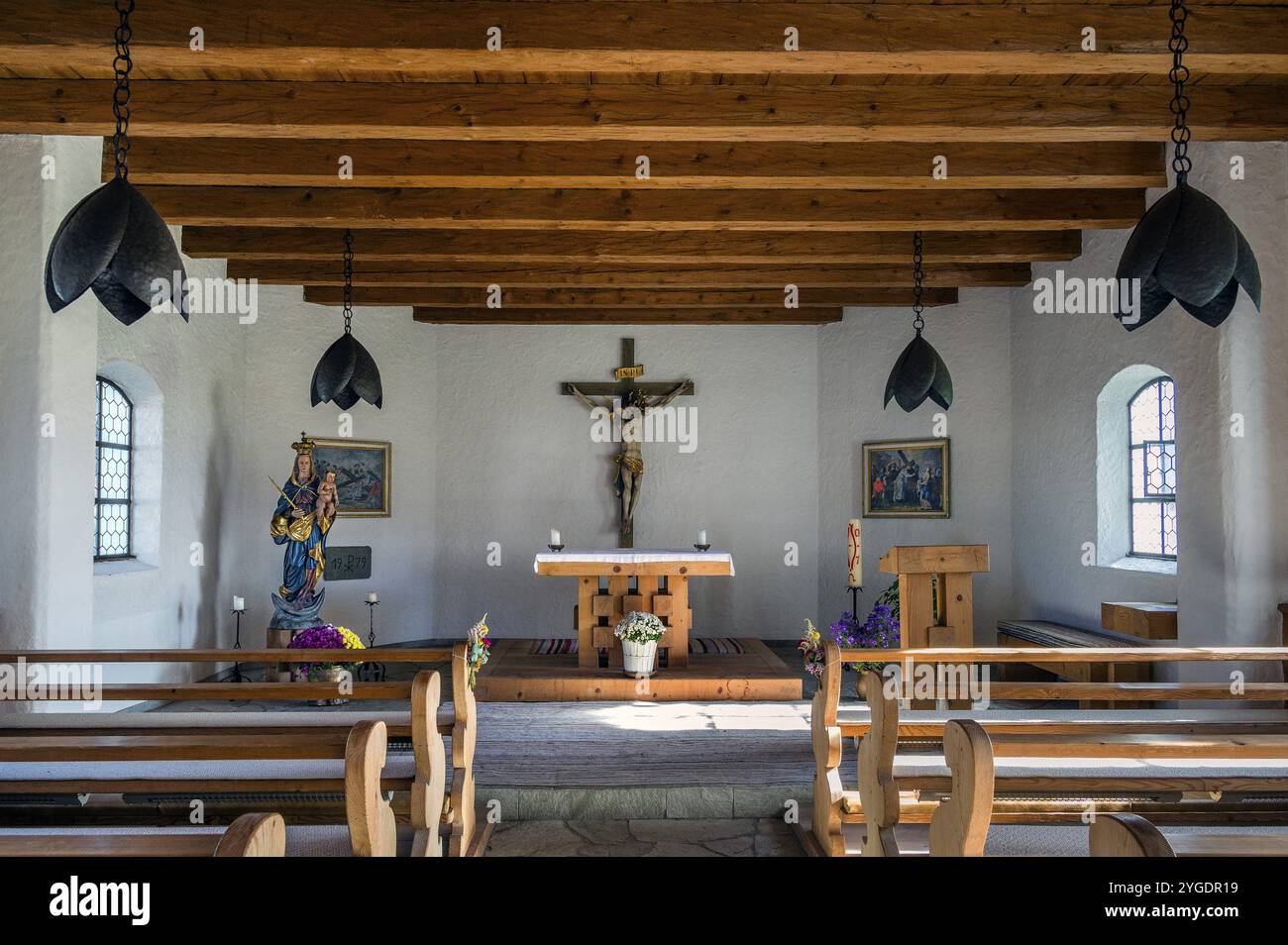 Kapelle auf dem Schweineberg von 1977, Schweineberg bei Ofterschwang, Allgaeu, Bayern, Deutschland, Europa Stockfoto