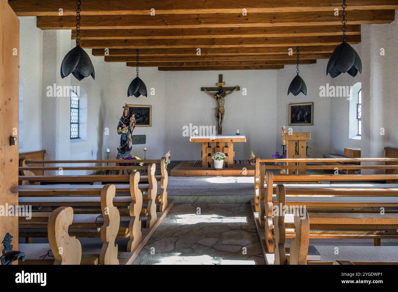 Kapelle auf dem Schweineberg von 1977, Schweineberg bei Ofterschwang, Allgaeu, Bayern, Deutschland, Europa Stockfoto