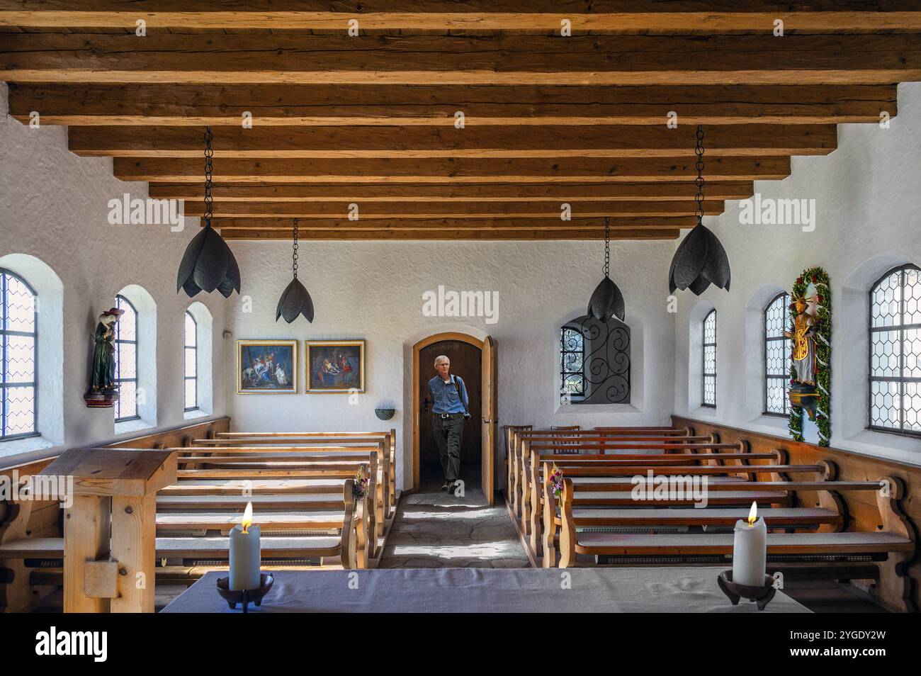Kapelle auf dem Schweineberg von 1977, Schweineberg bei Ofterschwang, Allgaeu, Bayern, Deutschland, Europa Stockfoto