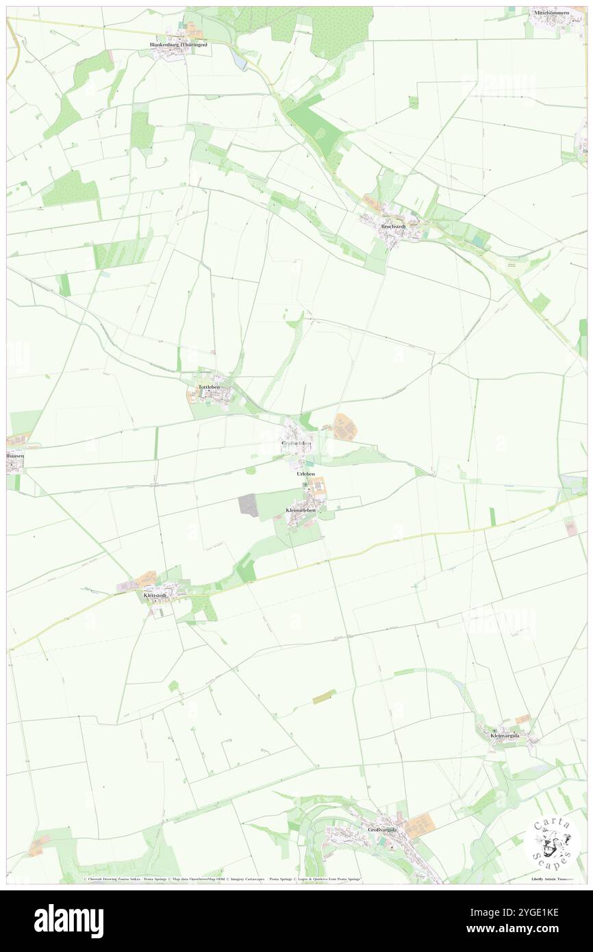 Grossurleben, DE, Deutschland, Thüringen, N 51 9' 34''', N 10 46' 5''', Karte, Kartenausgabe 2024. Erkunden Sie Cartascapes, eine Karte, die die vielfältigen Landschaften, Kulturen und Ökosysteme der Erde enthüllt. Reisen Sie durch Zeit und Raum und entdecken Sie die Verflechtungen der Vergangenheit, Gegenwart und Zukunft unseres Planeten. Stockfoto