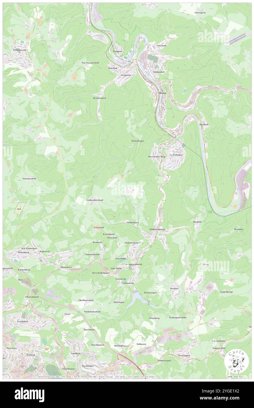 Kleinendrescheid, Regierungsbezirk Arnsberg, DE, Deutschland, Nordrhein-Westfalen, n 51 16' 27'', N 7 39' 33'', Karte, Cartascapes Map, veröffentlicht 2024. Erkunden Sie Cartascapes, eine Karte, die die vielfältigen Landschaften, Kulturen und Ökosysteme der Erde enthüllt. Reisen Sie durch Zeit und Raum und entdecken Sie die Verflechtungen der Vergangenheit, Gegenwart und Zukunft unseres Planeten. Stockfoto